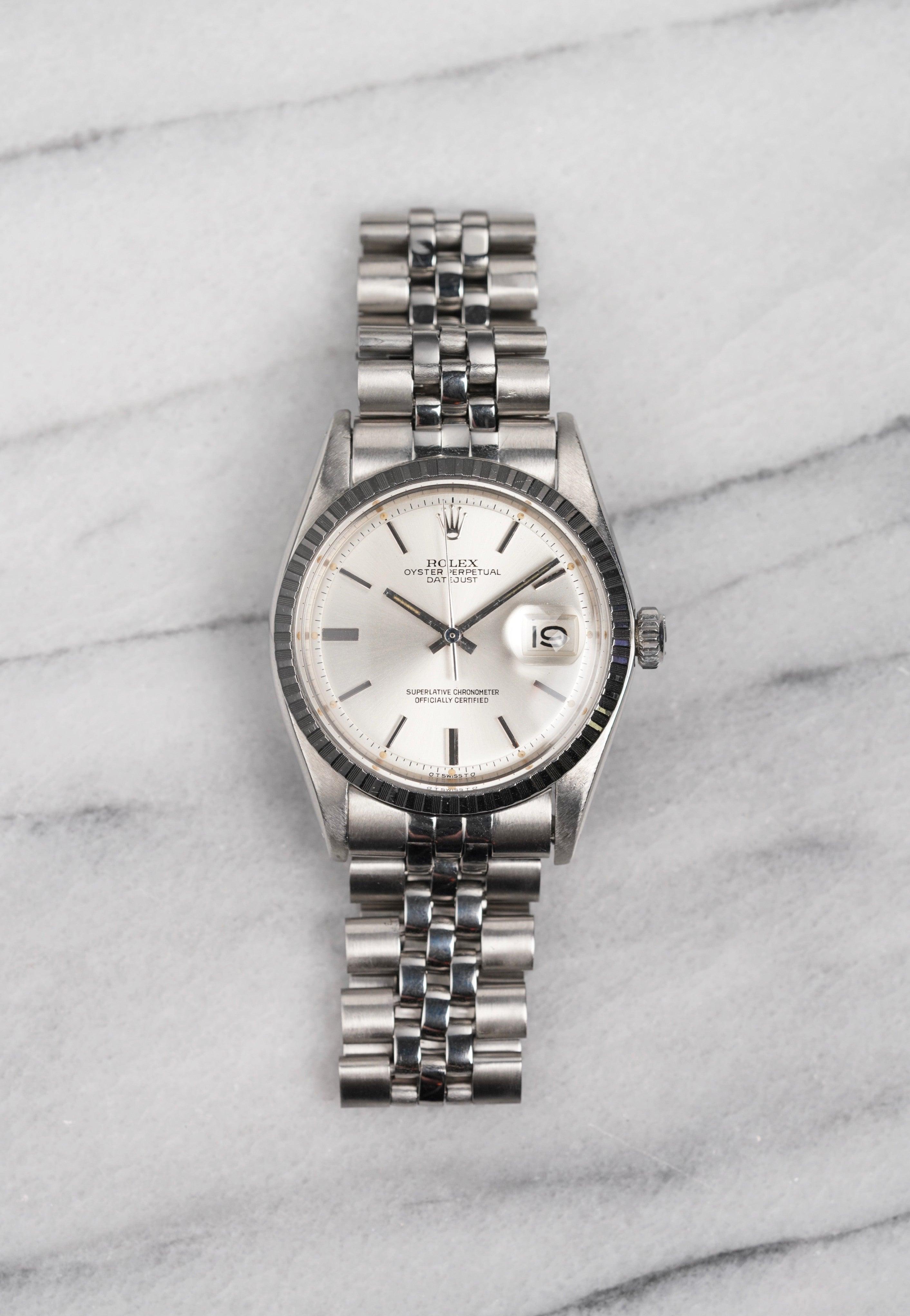 Reloj Rolex Datejust 1603 con esfera Sigma plateada, años 70