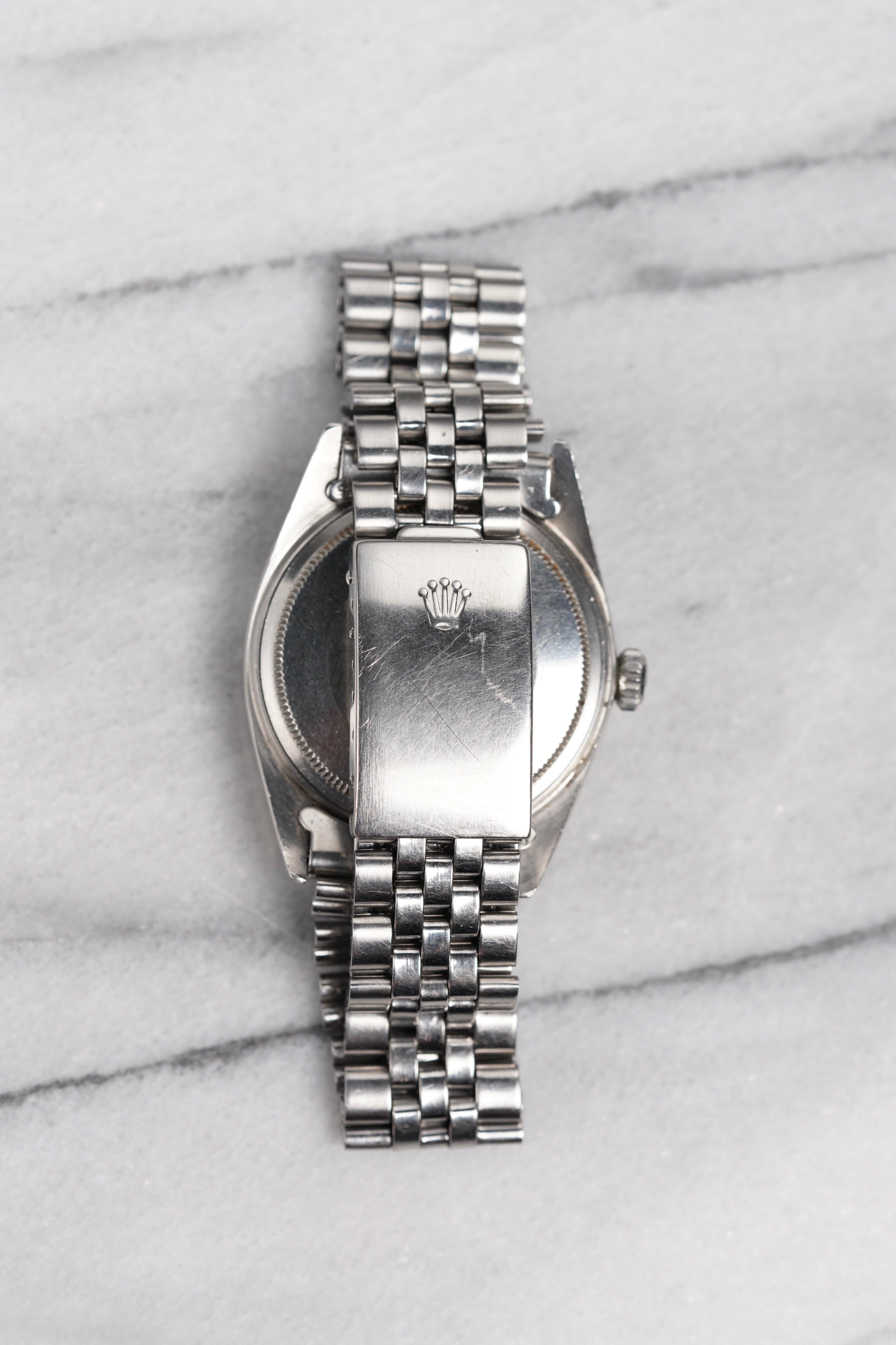 Montre Rolex Datejust 1603 Silver Wideboy Dial en Silver, années 1970 Unisexe en vente