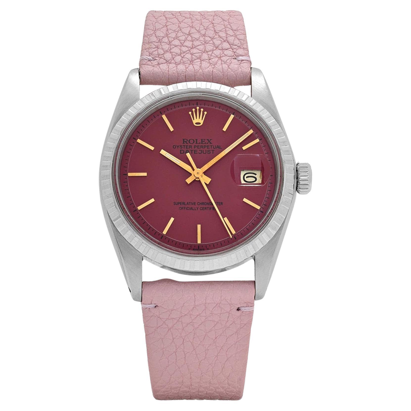 Rolex Datejust 1603 Stainless Steel Aftermarket Red Dial