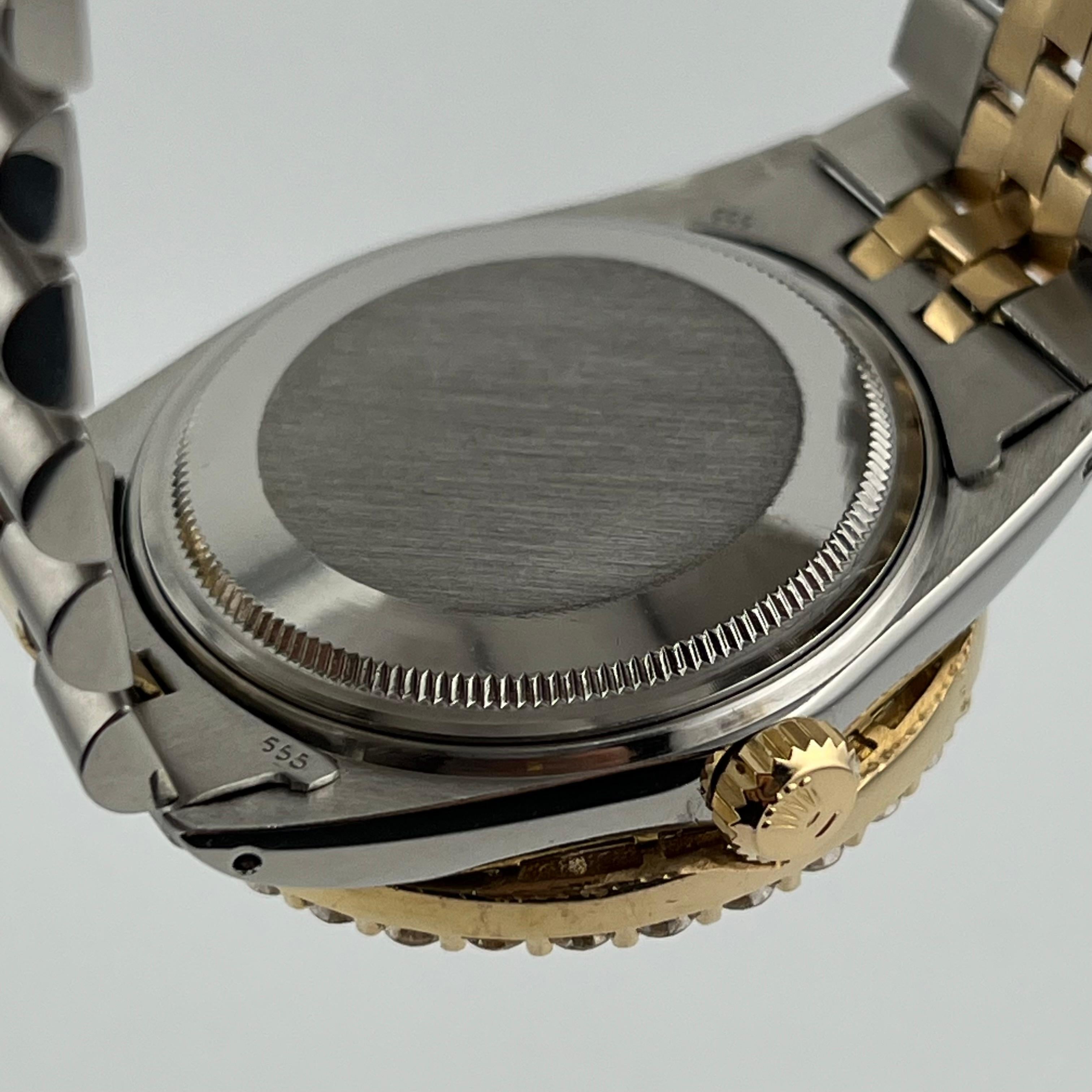 Rolex Datejust 16030 36mm Green Diamond Dial Diamond Bezel 18K Yellow Gold Steel 9