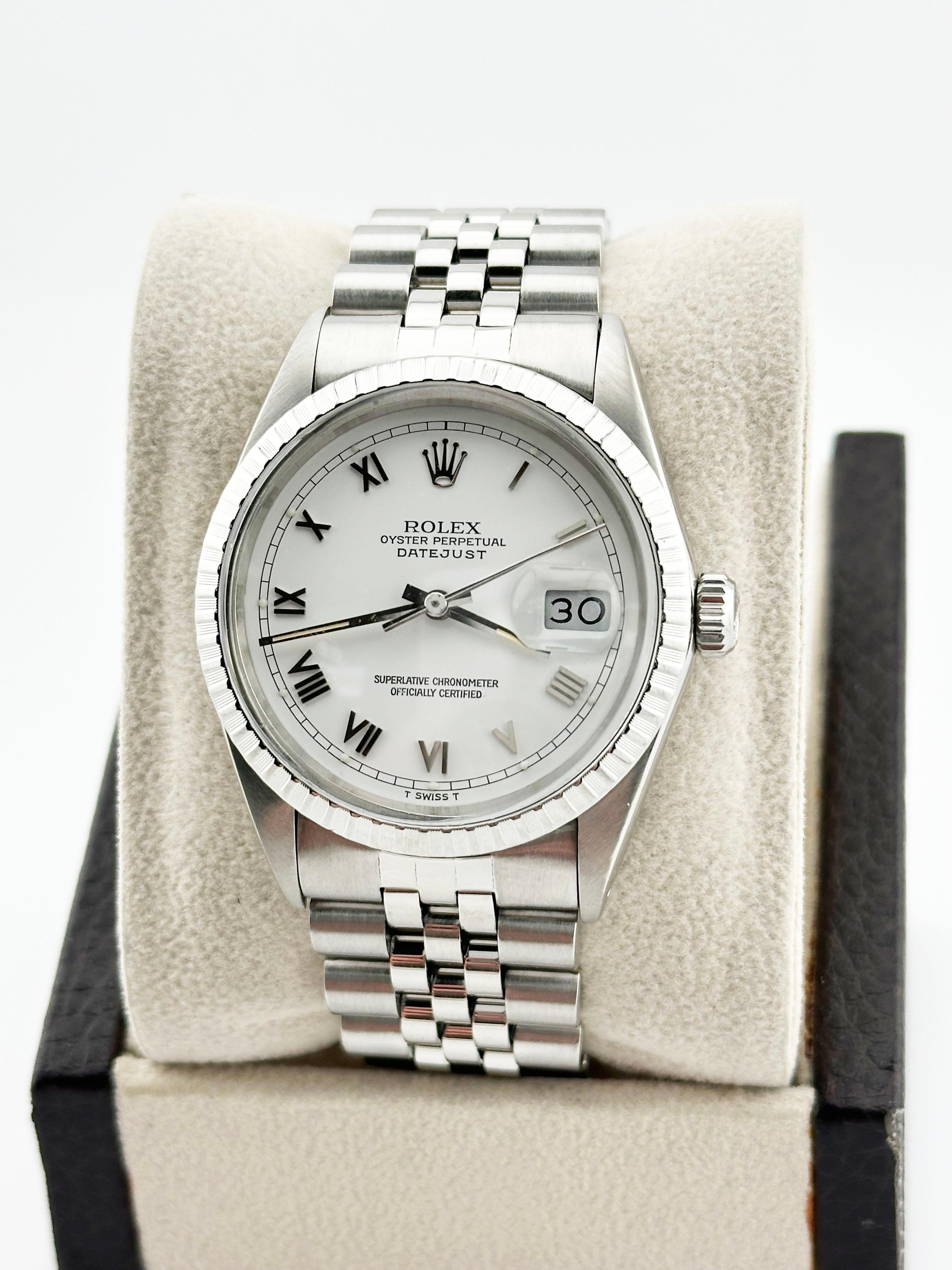 Men's Rolex Datejust 16030 36mm White Roman Dial Stainless Steel Jubilee Band