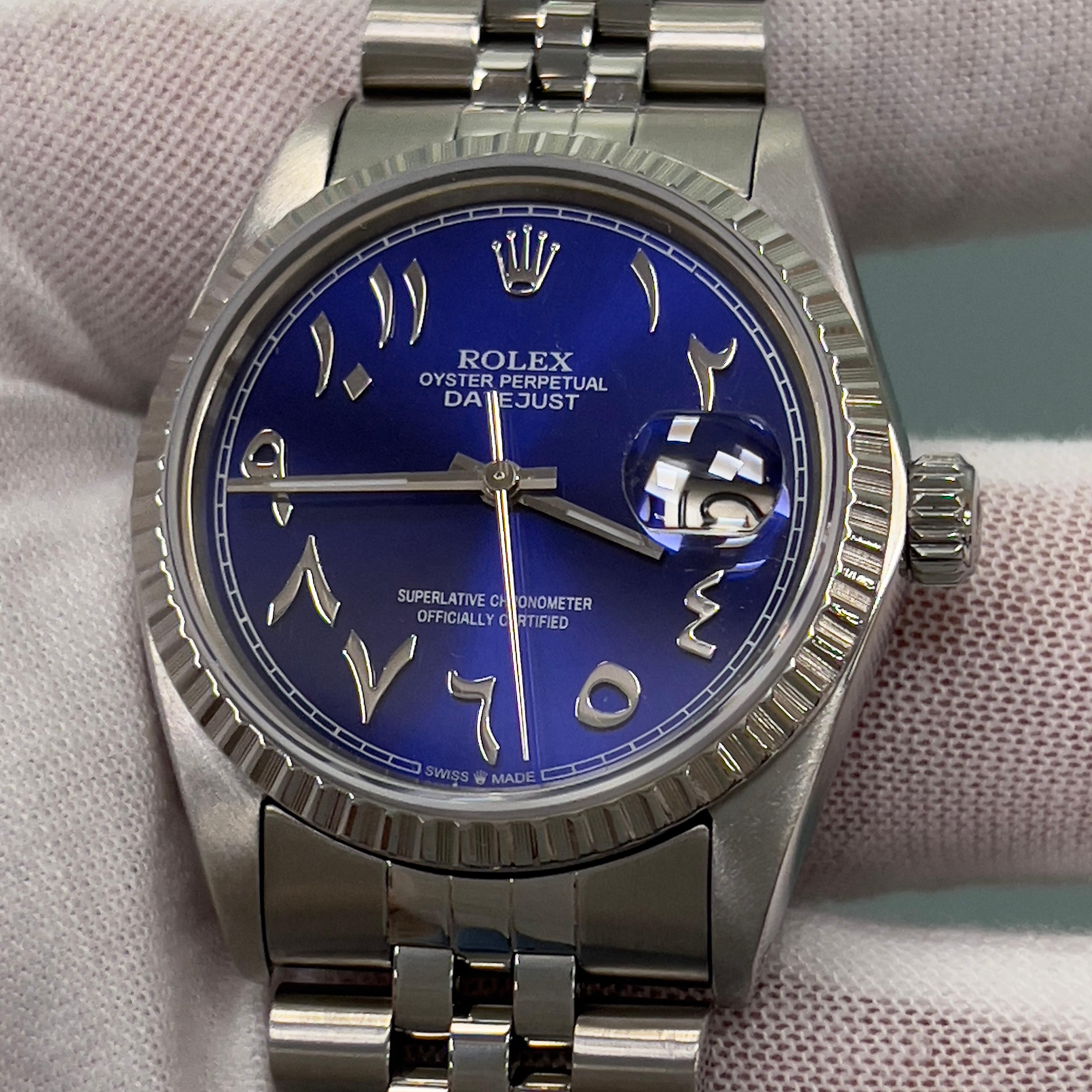 Rolex Datejust 16030 Blue Arabic Dial Stainless Steel 36mm For Sale 6