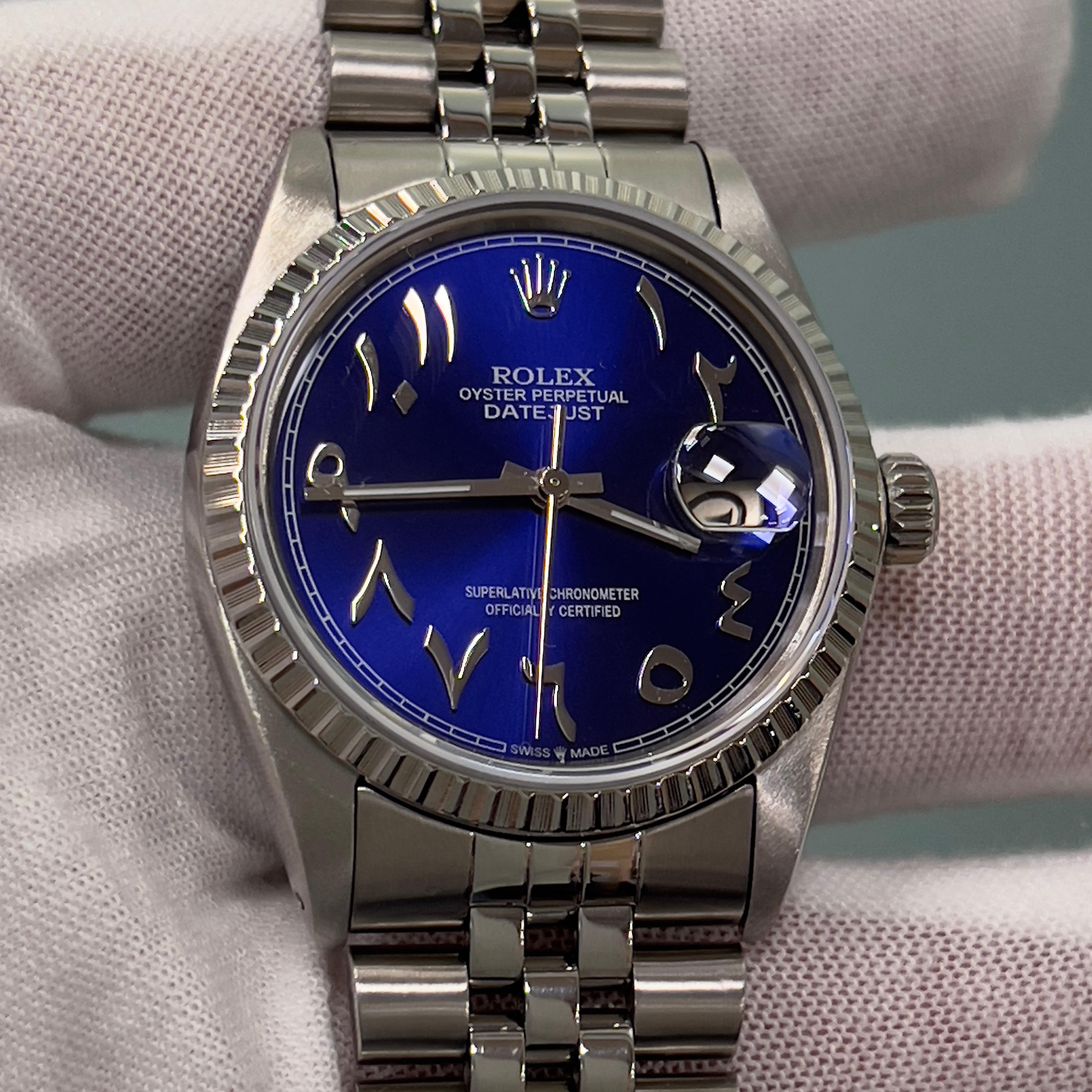 Rolex Datejust 16030 Blue Arabic Dial Stainless Steel 36mm For Sale 7