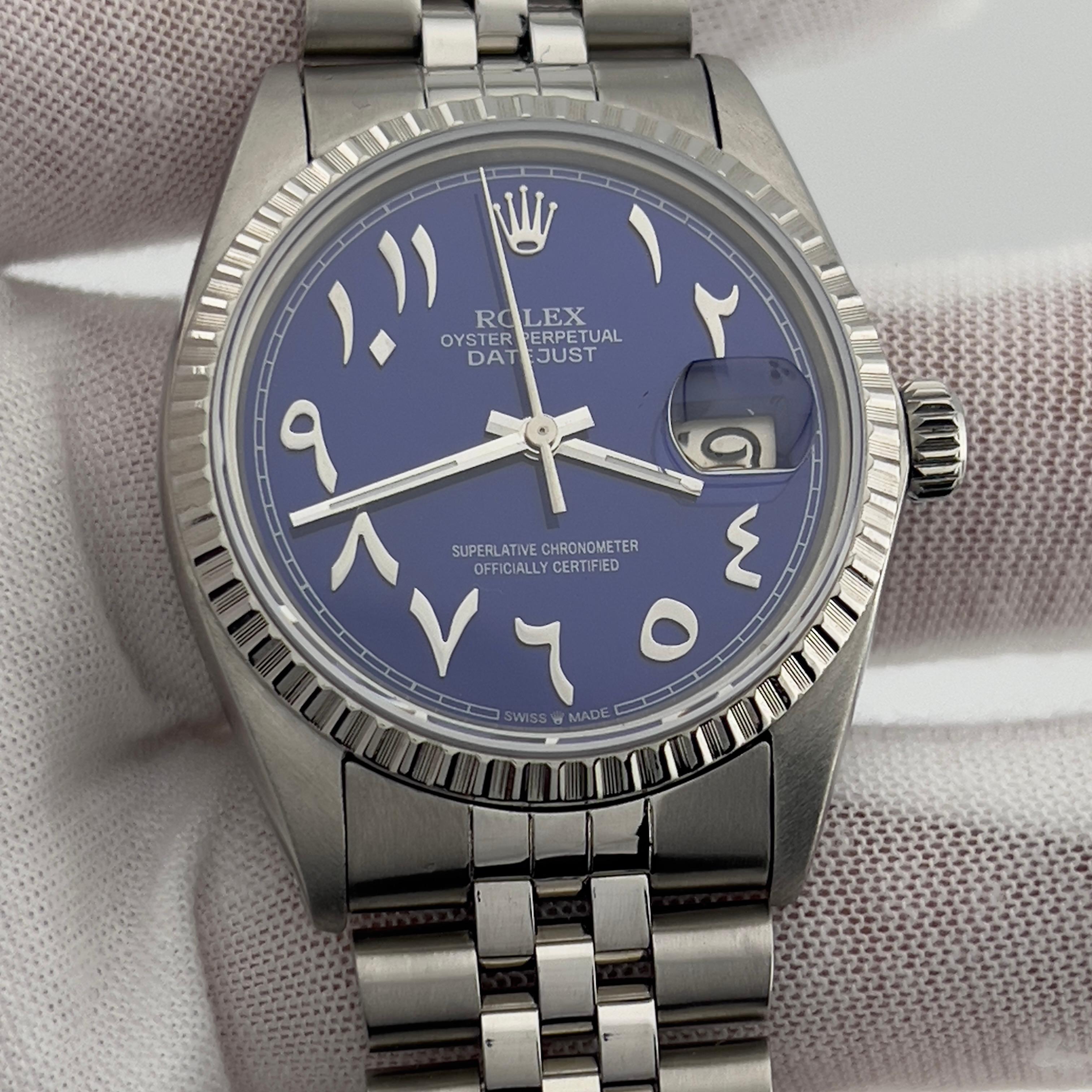 Rolex Datejust 16030 Blue Arabic Dial Stainless Steel 36mm For Sale 1