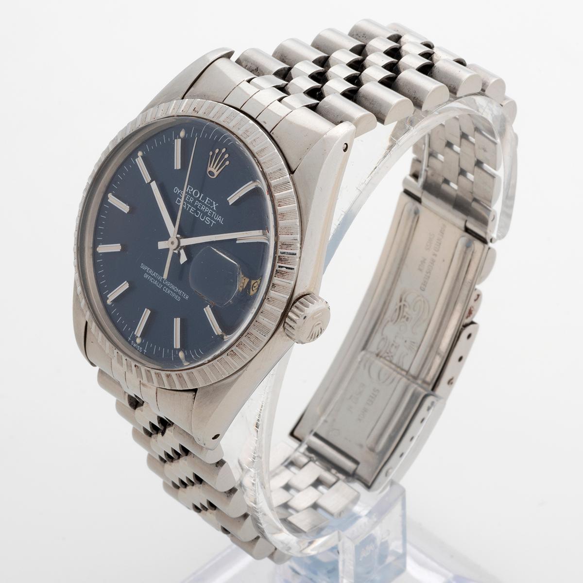 Rolex Datejust 16030, Blue Matt Denim Dial, 36mm Case, With Swing Tag, Year 1985 In Good Condition For Sale In Canterbury, England