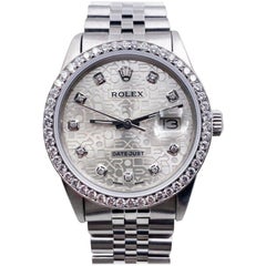Rolex Datejust 16030 Jubilee Diamond Dial Diamond Bezel Stainless Steel Mint
