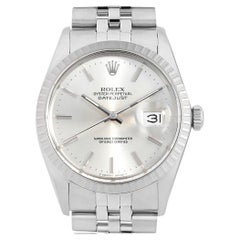 Rolex Datejust 16030 Silver Dial Stainless Steel R-Series Men's Watch Vintage
