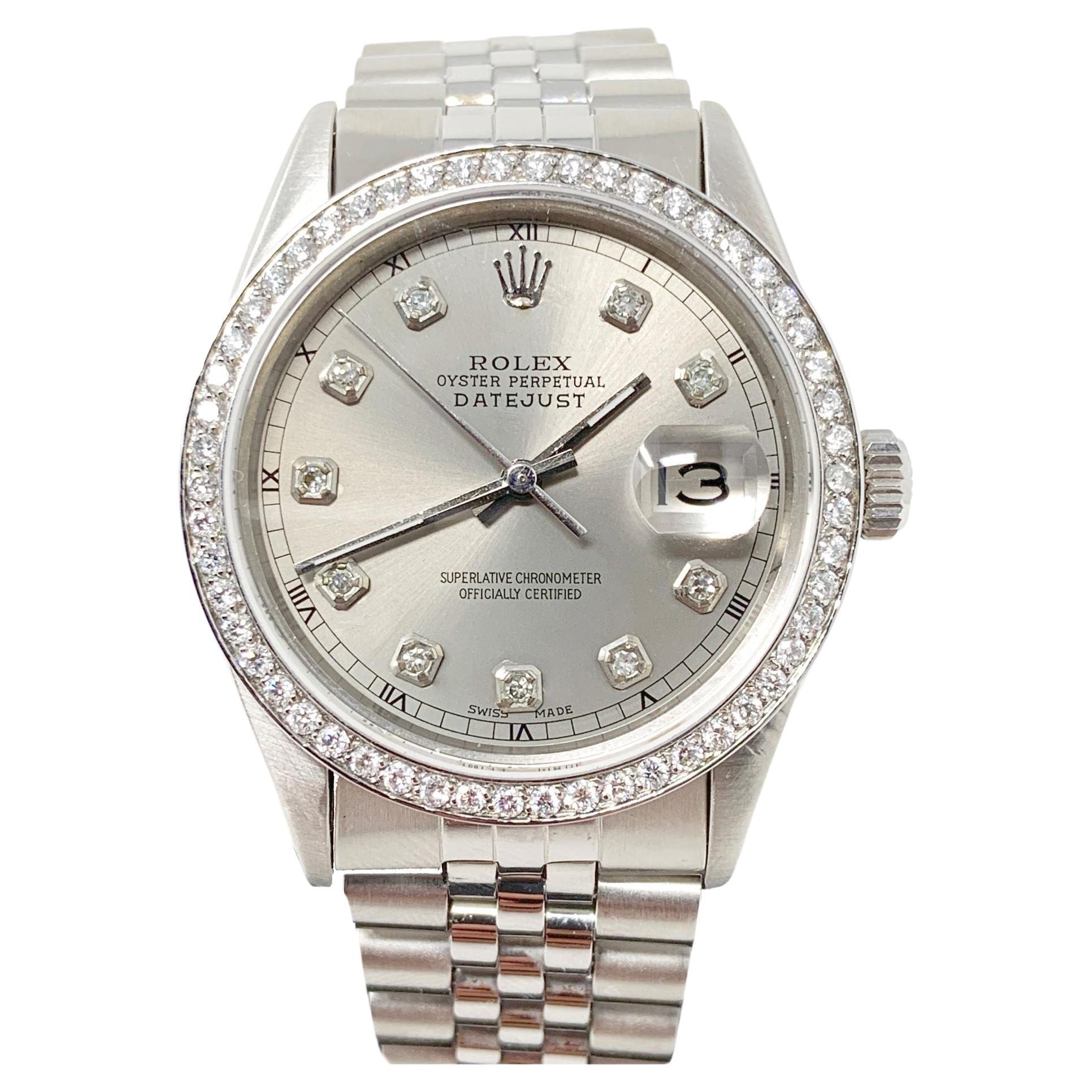 Rolex Datejust 16030 Silver Diamond