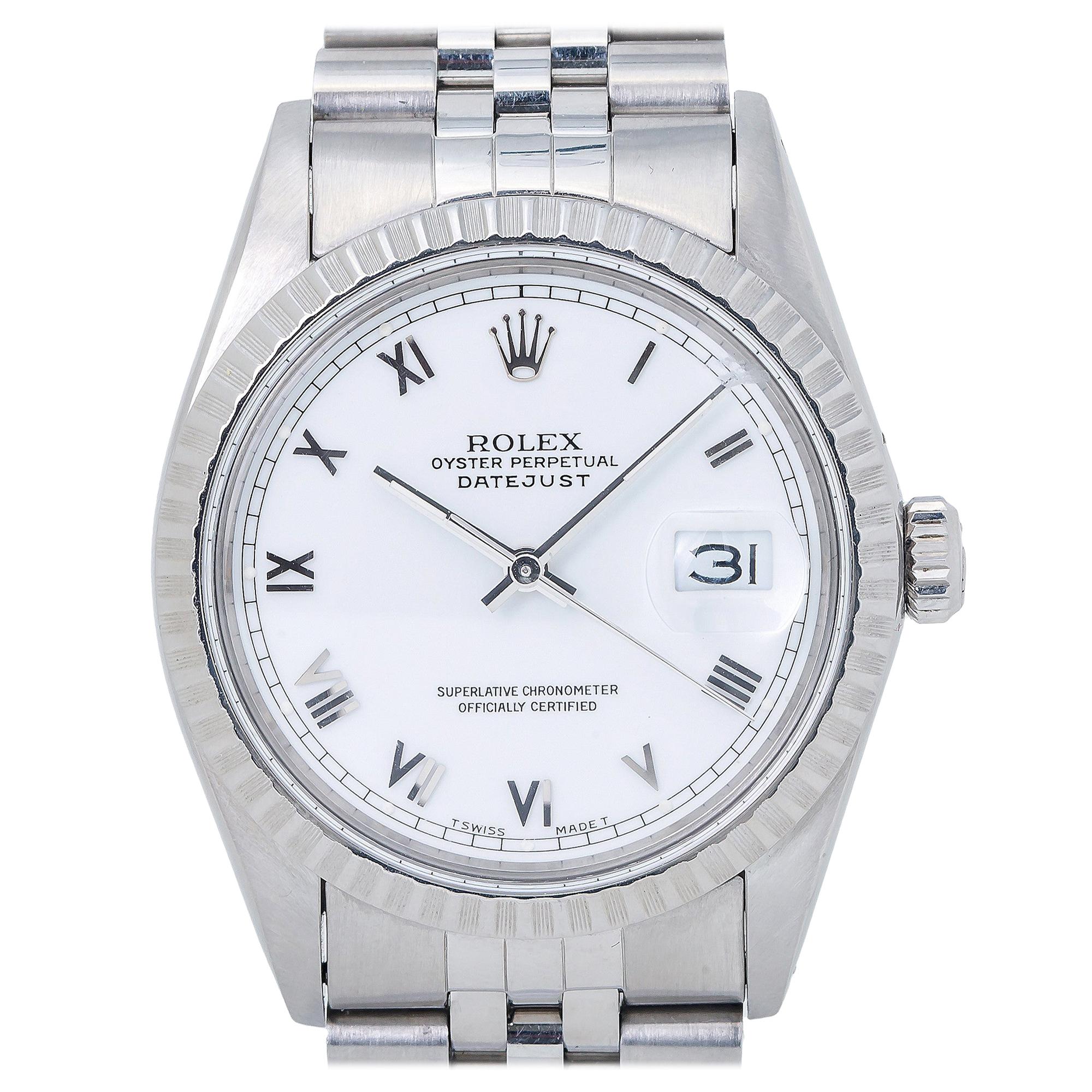 Rolex Datejust 16030 White Roman Dial Jubilee Automatic Men's Watch