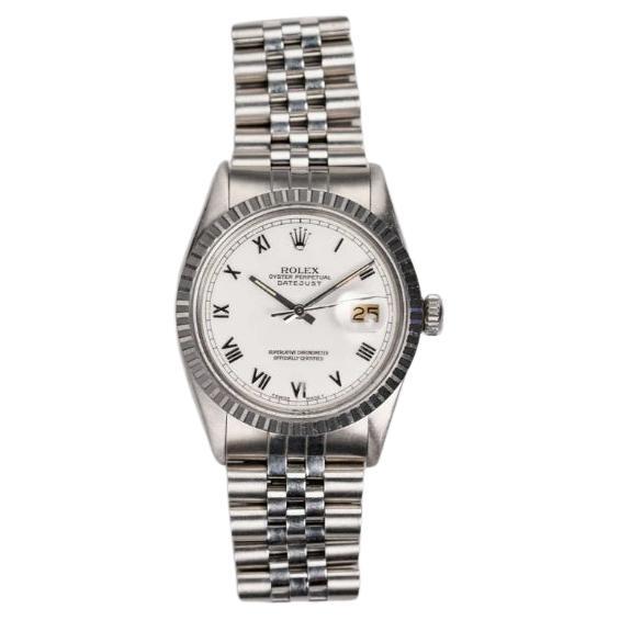 Rolex Datejust 16030 White Roman Dial Watch in Steel case, 1980s