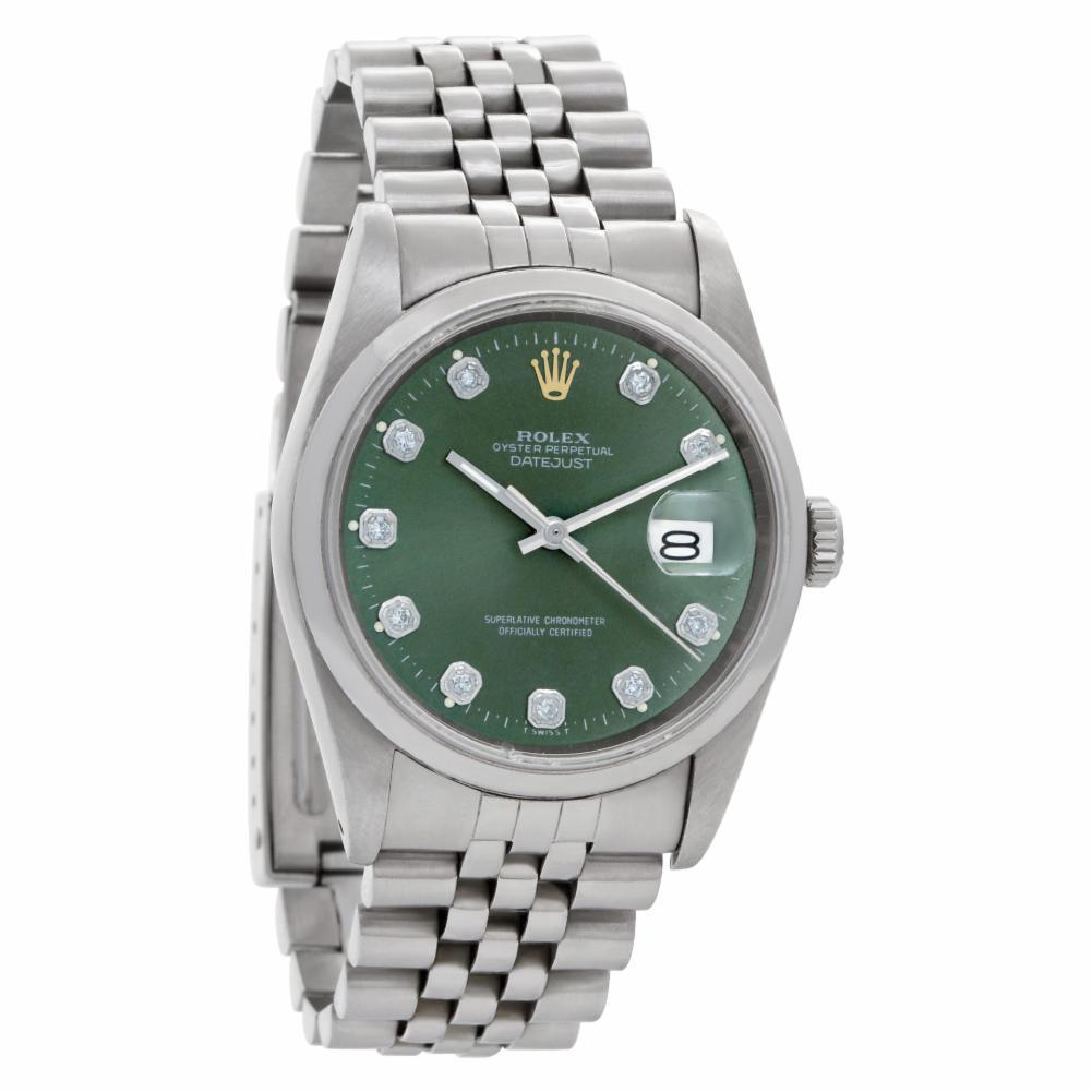 Contemporary Rolex Datejust 16200, Green Dial, Certified and Warranty