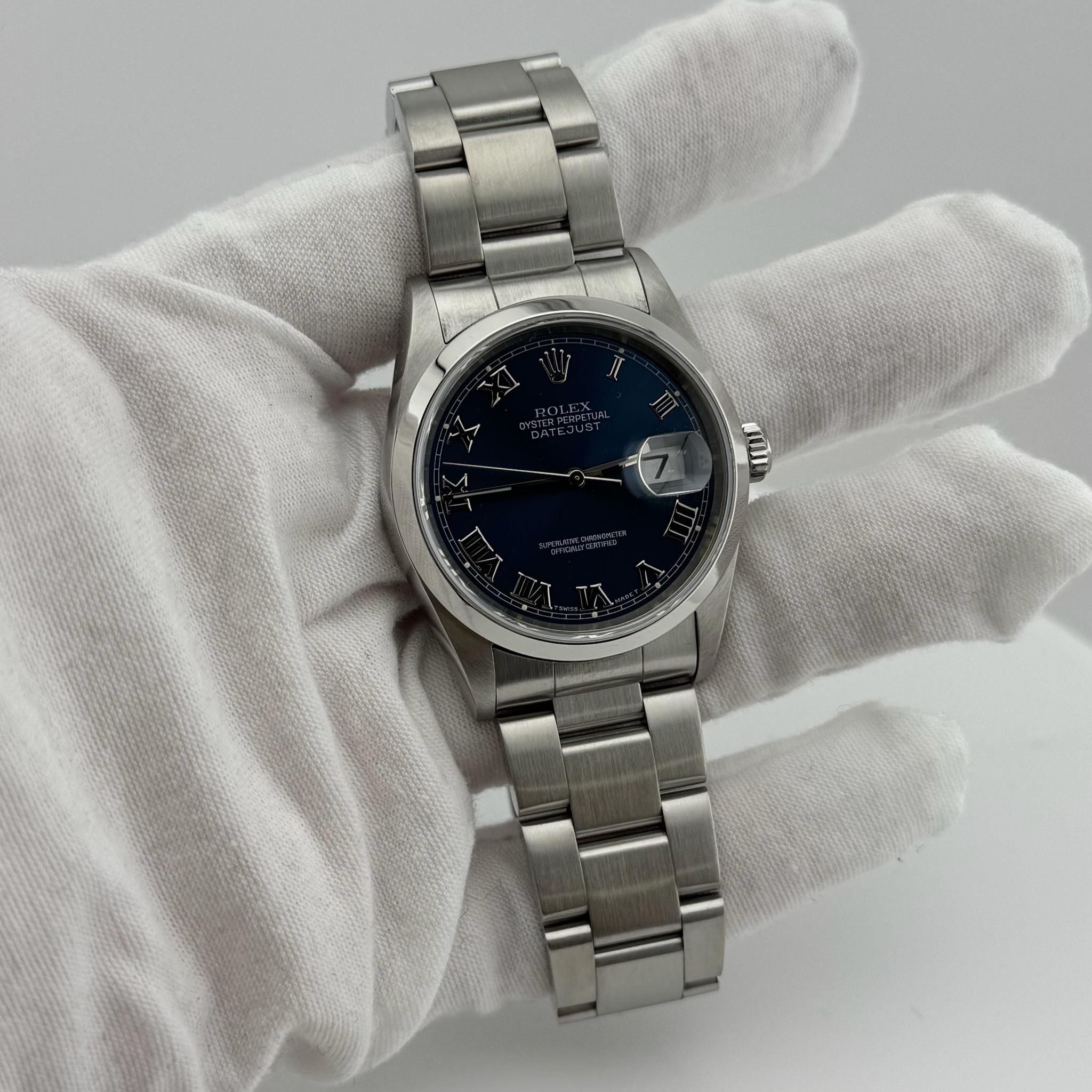 Rolex Datejust 16200 36mm Blue Roman Dial Stainless Steel For Sale 3