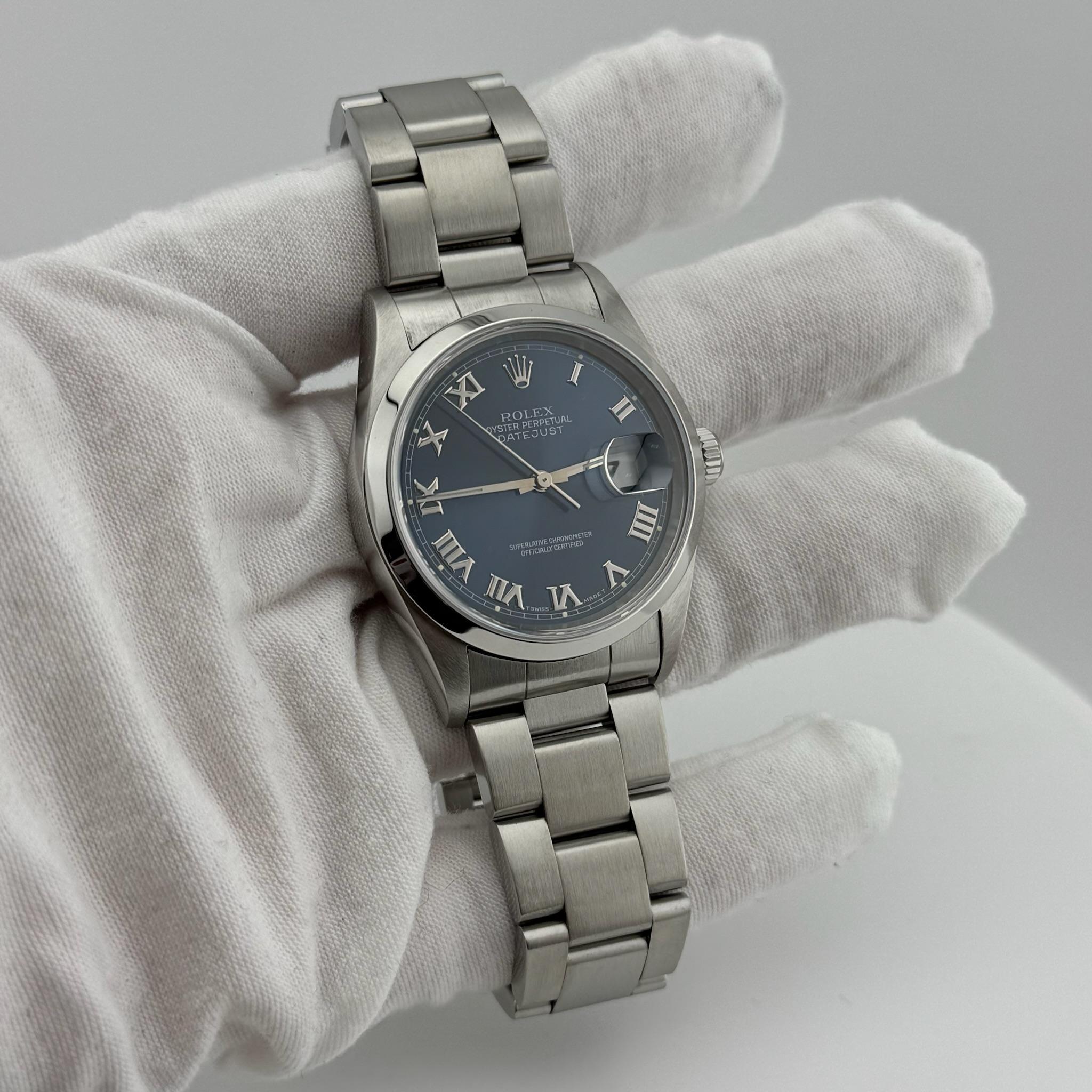 Rolex Datejust 16200 36mm Blue Roman Dial Stainless Steel For Sale 4