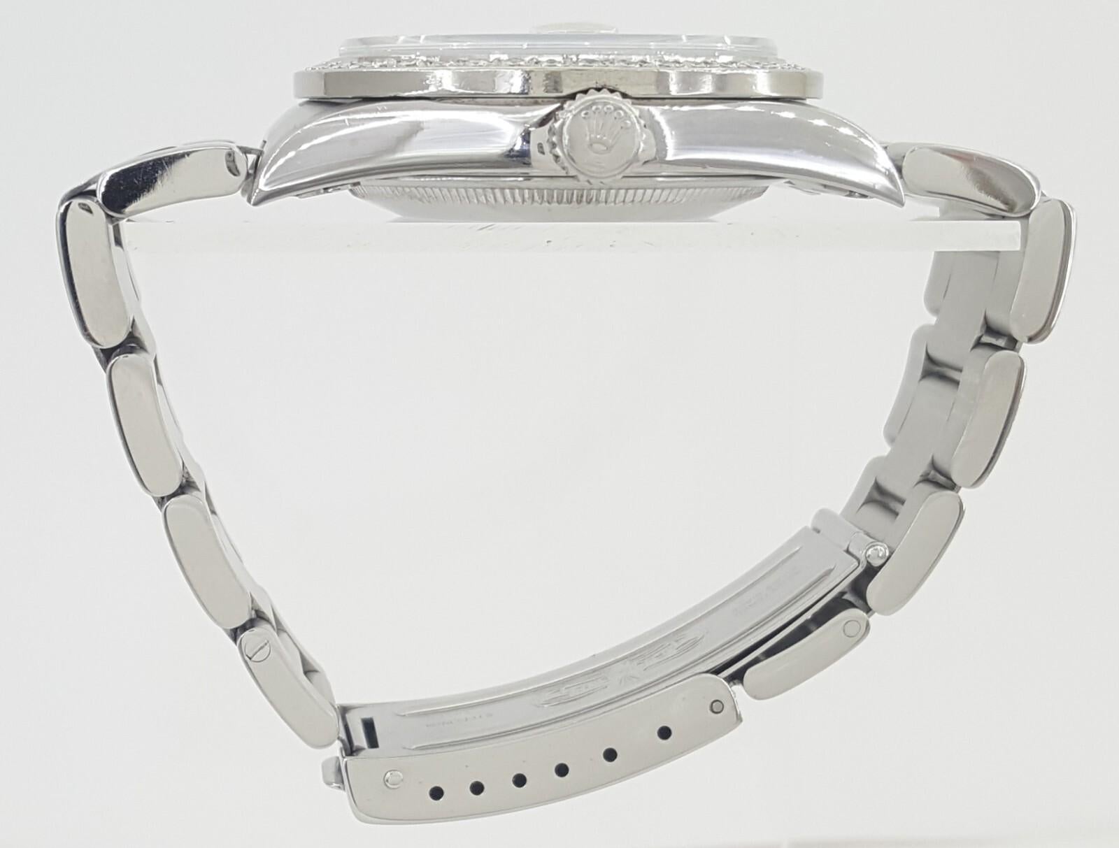 Women's or Men's Rolex DateJust 16200 36mm Mother of Pearl Diamond Dial Watch For Sale