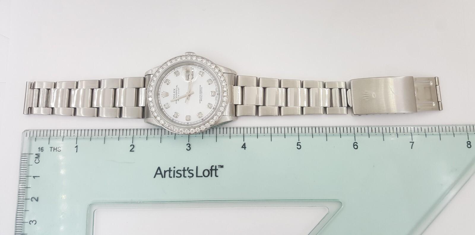 Rolex DateJust 16200 36mm Mother of Pearl Diamond Dial Watch For Sale 1