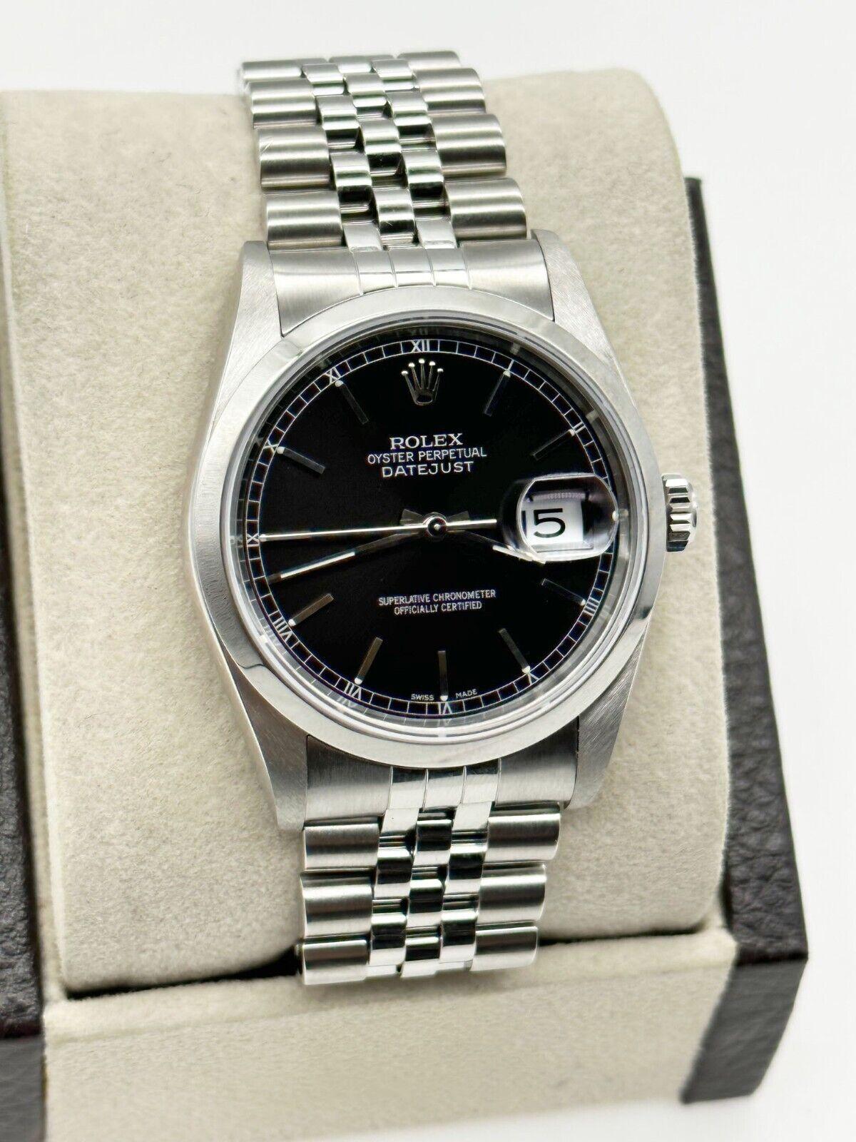 Rolex Datejust 16200 Edelstahl-Service-Karte 2023 mit schwarzem Zifferblatt im Zustand „Hervorragend“ in San Diego, CA