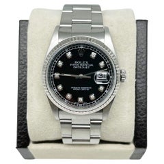 Rolex Montre Datejust 16200 avec cadran en acier inoxydable et diamants noirs 2004