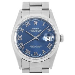 Rolex Datejust 16200 Blue Roman, U Series, Oyster Bracelet, Men's Used Watch
