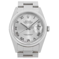 Rolex Datejust 16200 Men's Used Watch, Silver Roman Dial, F Series, Oyster Band