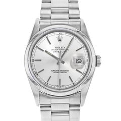 Rolex Datejust 16200 No Holes Silver Sticks Dial 1996 Steel Automatic Mens Watch
