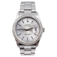 Used Rolex Datejust 16200 Silver Dial Diamond Bezel Stainless Steel 2005