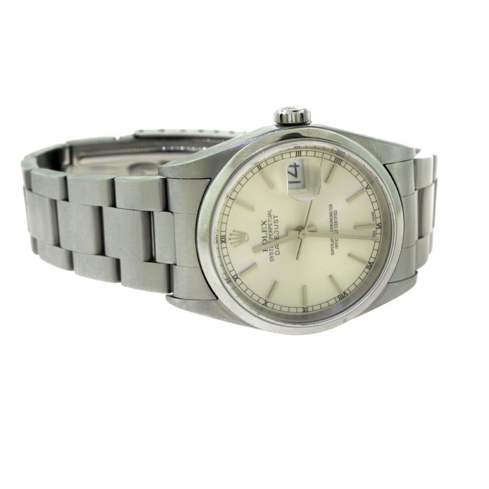 Rolex Datejust 16200 Silver Dial Stainless Steel Automatic Watch In Good Condition In Miami, FL