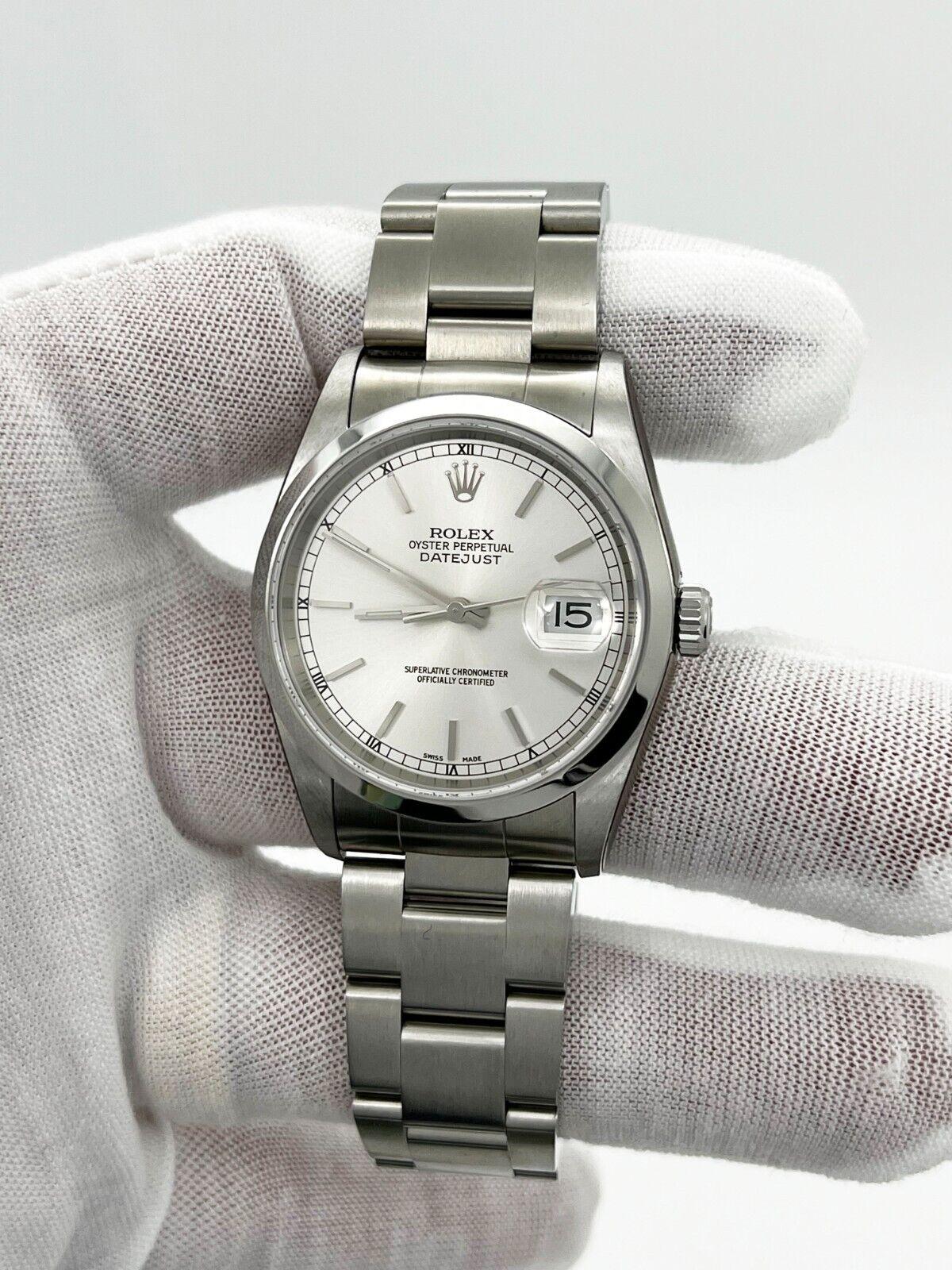 Rolex Datejust 16200 Silver Dial Stainless Steel Box Paper 2005 For Sale 1