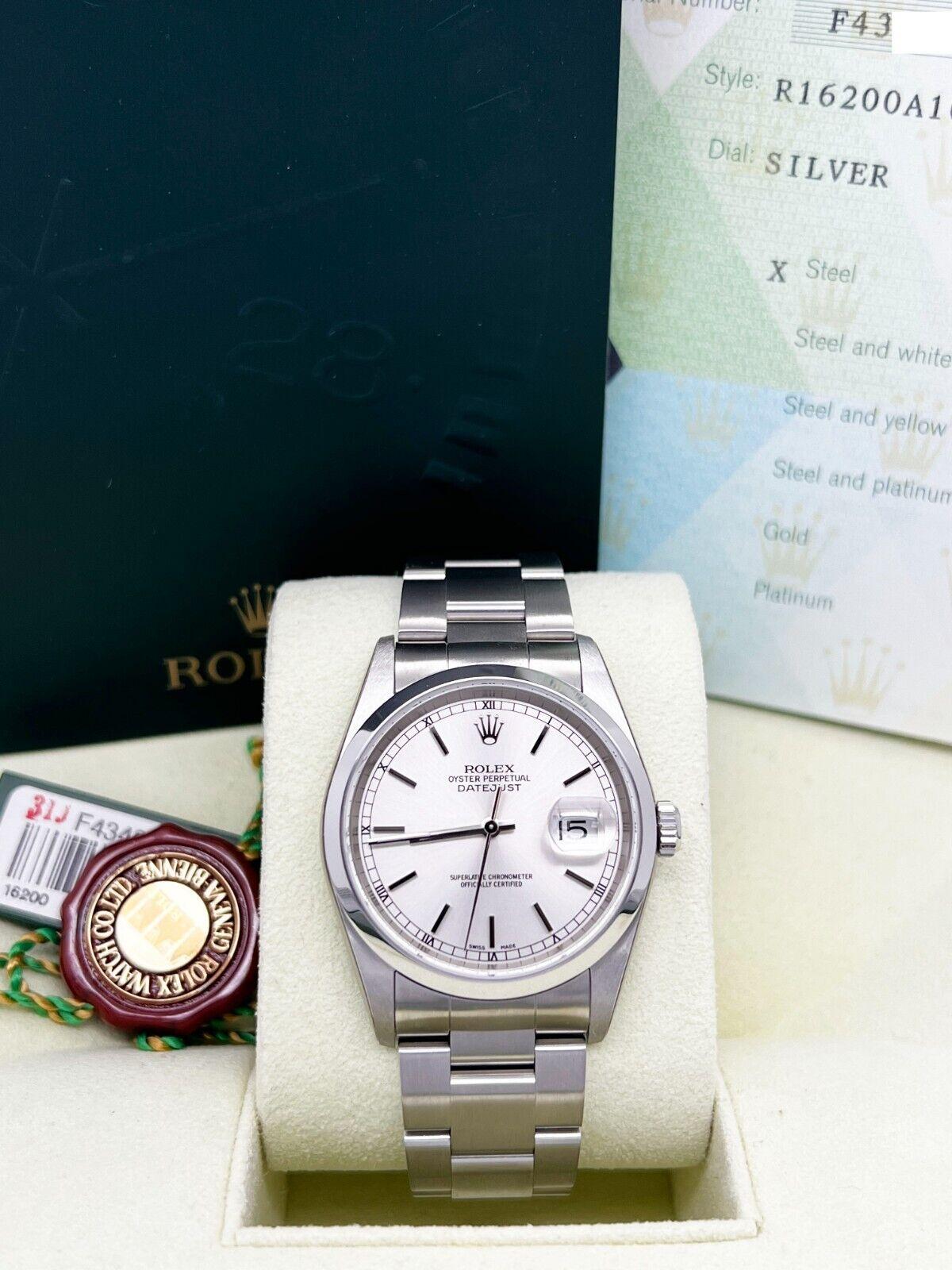 Rolex Datejust 16200 Silver Dial Stainless Steel Box Paper 2005 For Sale 2