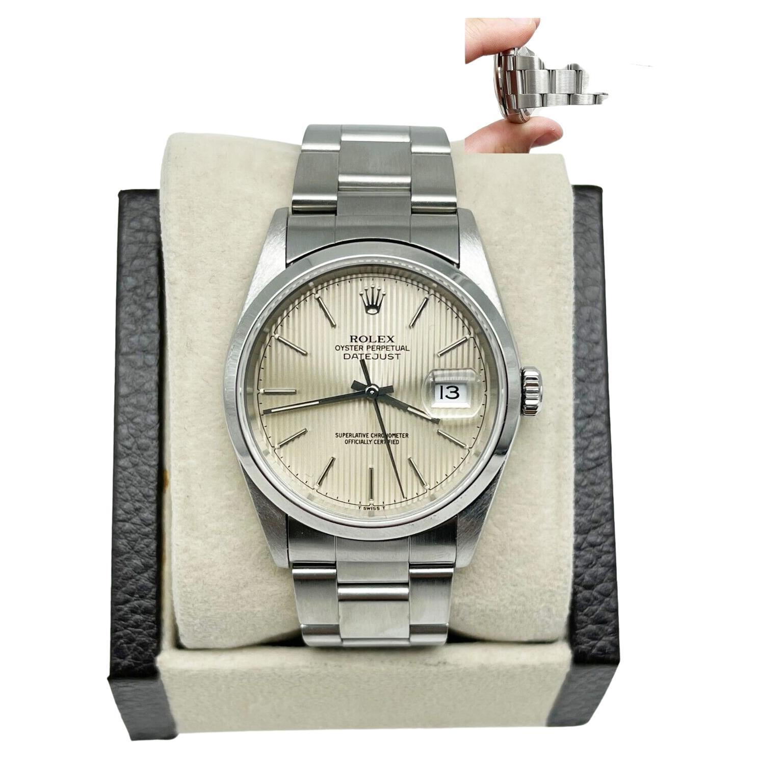 Rolex Datejust 16200 Silber Wandteppich Zifferblatt Edelstahl Herren
