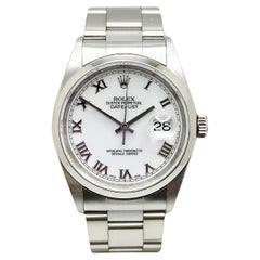 Rolex Datejust 16200 White Roman Dial Stainless Steel Box Paper