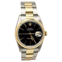 Rolex Datejust 16203 36mm Cadran noir Or jaune 18K Acier inoxydable