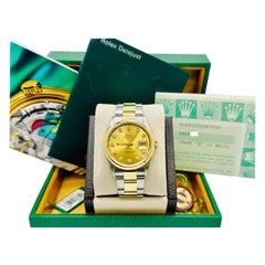 Rolex Datejust 16203 36mm Champagne Diamond Dial 18K Oro Acero Caja Papel