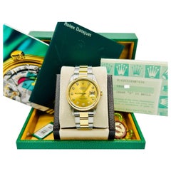 Rolex Datejust 16203 36mm Champagne Cadran diamant 18K Or Acier Boîte Papier
