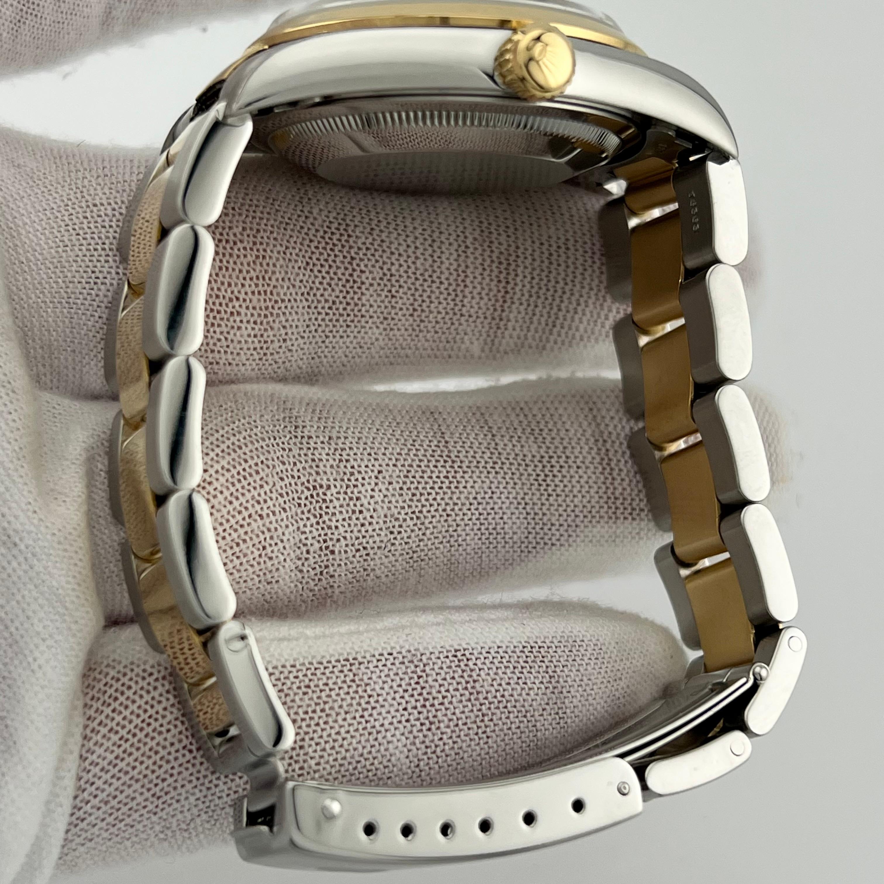 Rolex Datejust 16203 Silver Arabic Dial 18K Yellow Gold Steel Box Paper 2003 For Sale 3
