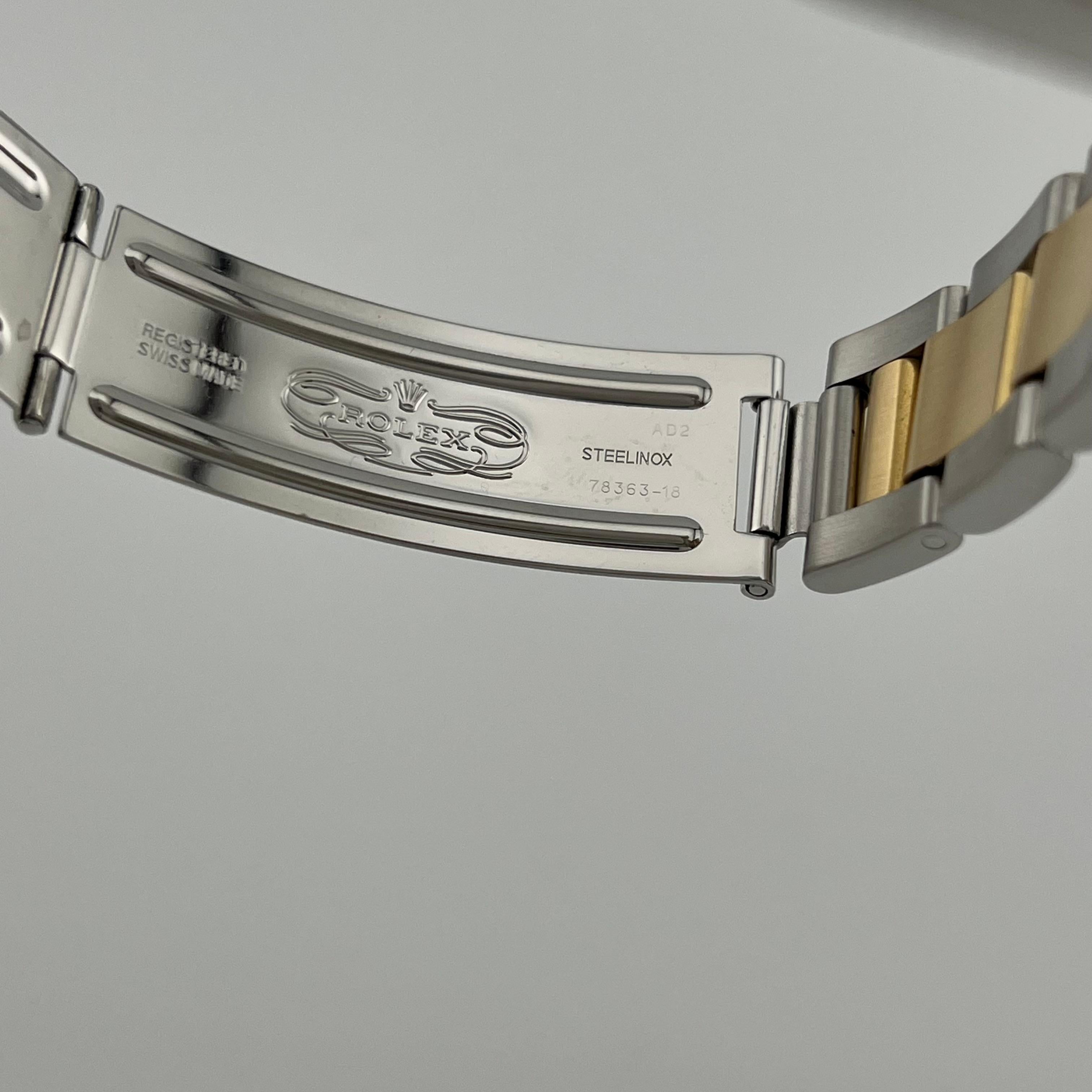 Rolex Datejust 16203 Silver Arabic Dial 18K Yellow Gold Steel Box Paper 2003 For Sale 4