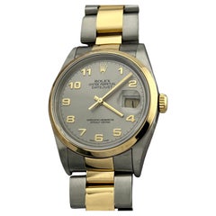 Rolex Datejust 16203 Silver Arabic Dial 18K Yellow Gold Steel Box Paper 2003