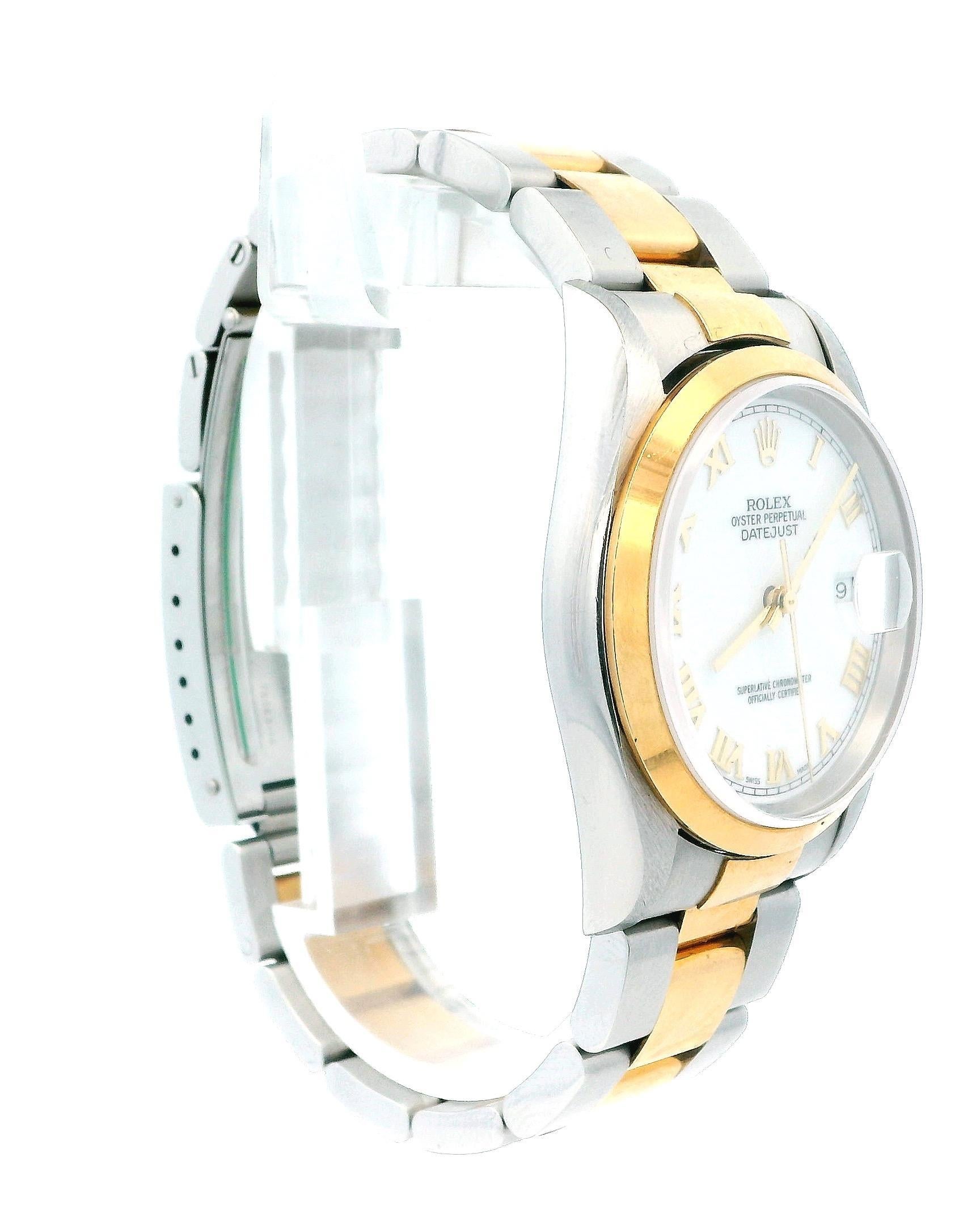 Montre Rolex Datejust 16203 en acier inoxydable et or jaune 18 carats en vente 3