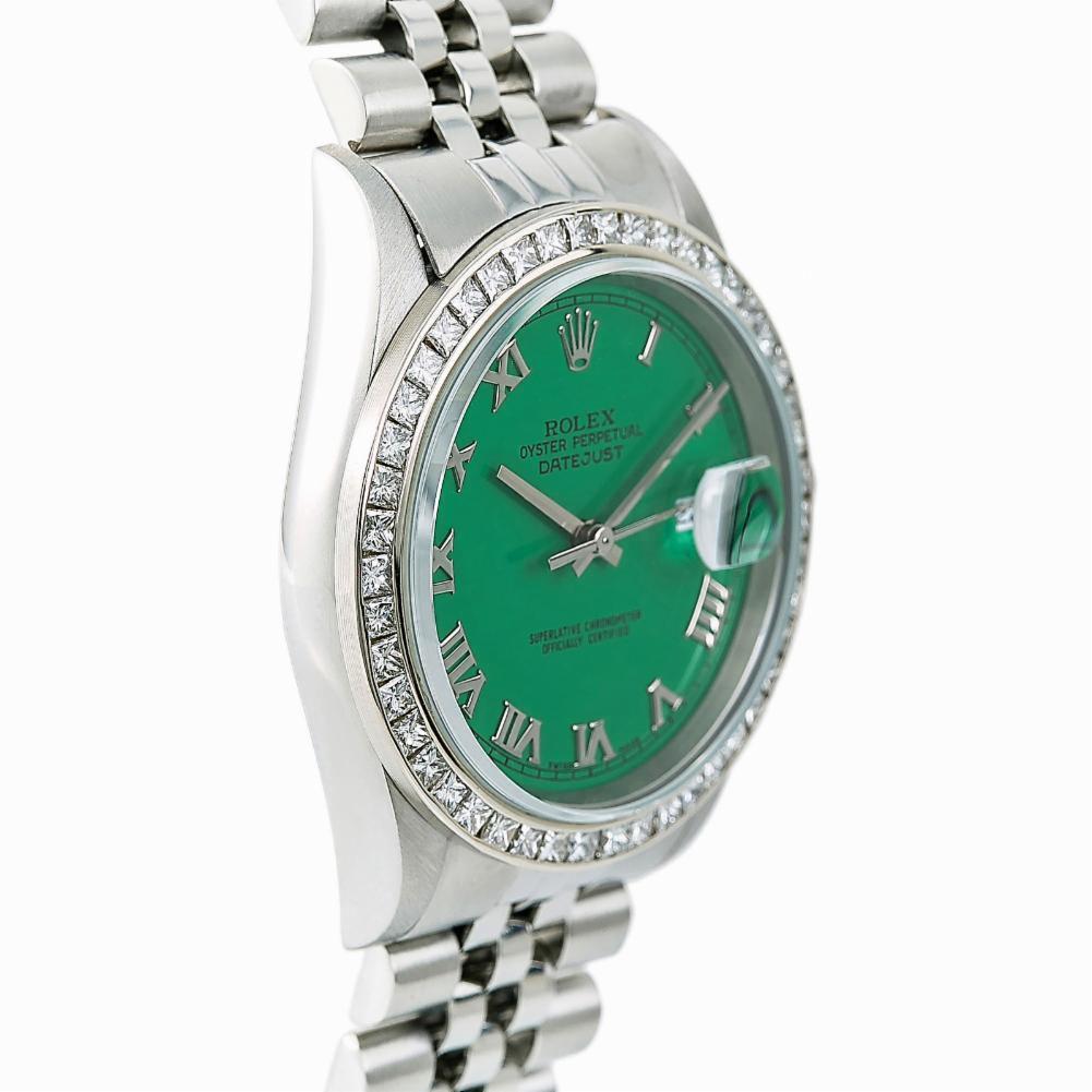 Men's Rolex Datejust 16220, Green Dial, Certified and Warranty For Sale
