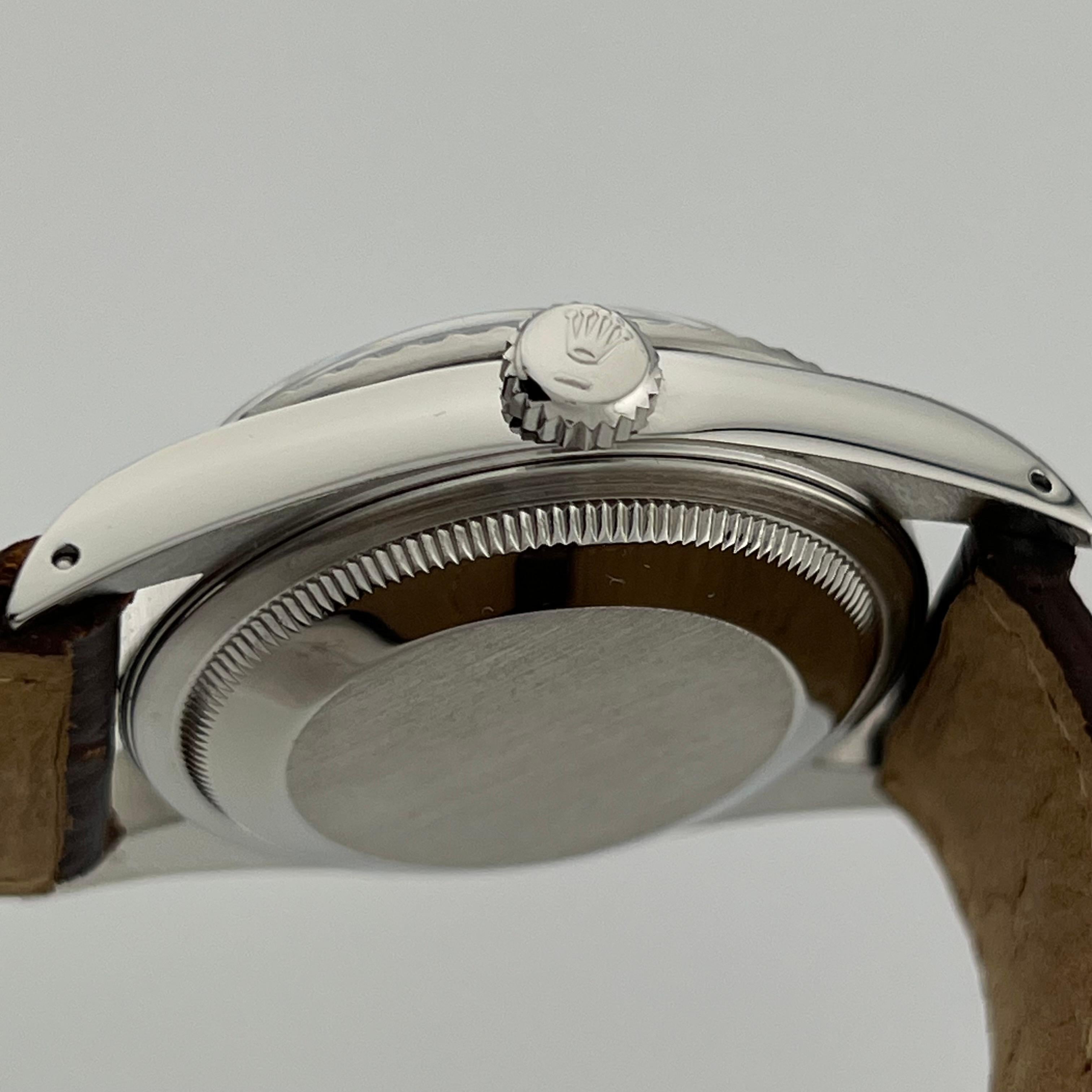 Rolex Datejust 16220 36mm Blue Dial Stainless Steel Leather Strap In Excellent Condition In San Diego, CA