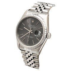 Rolex Datejust 16220 36 mm Grauer Wandteppich Zifferblatt Edelstahl Box Papiere