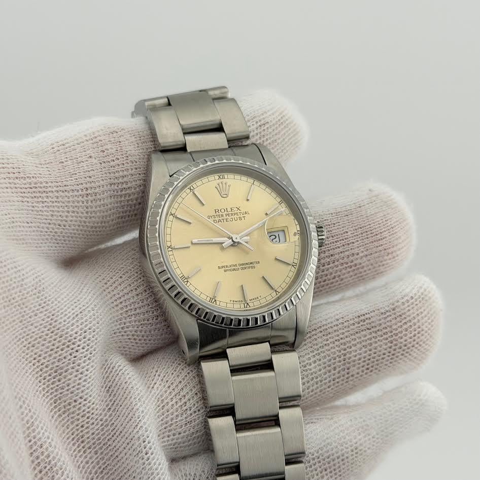 Rolex Datejust 16220 36mm Silber Tropisches Zifferblatt Edelstahl für Damen oder Herren im Angebot