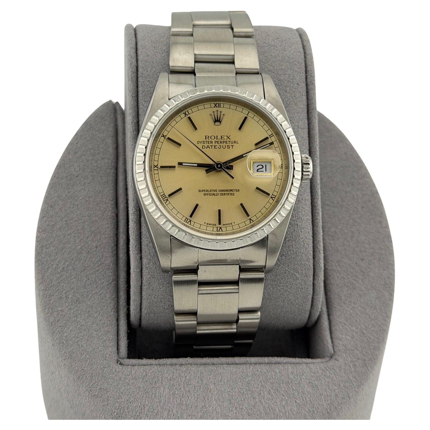 Rolex Datejust 16220 36mm Silber Tropisches Zifferblatt Edelstahl im Angebot
