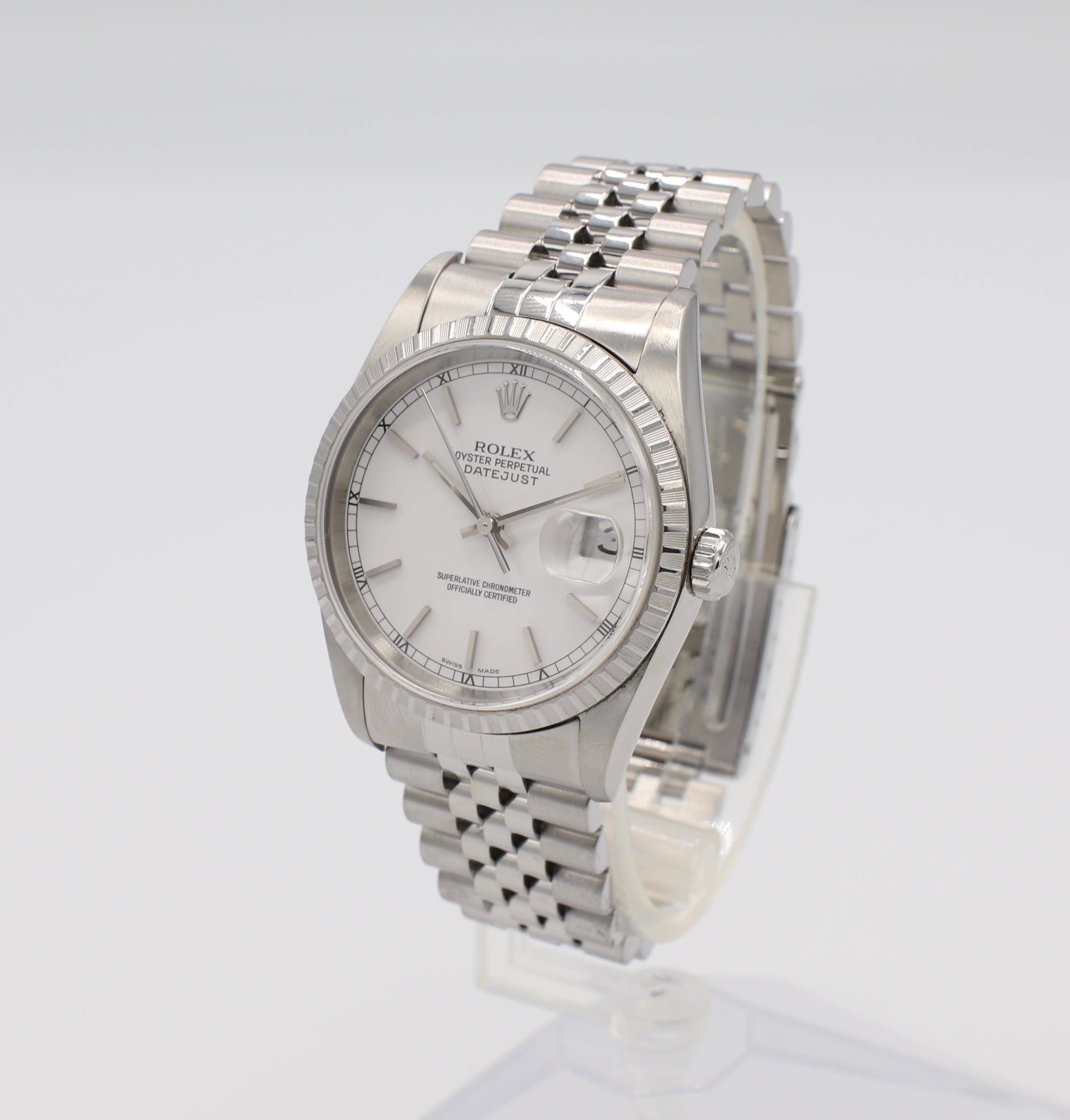 Women's or Men's Rolex DateJust 16220 Stainless Steel Watch
