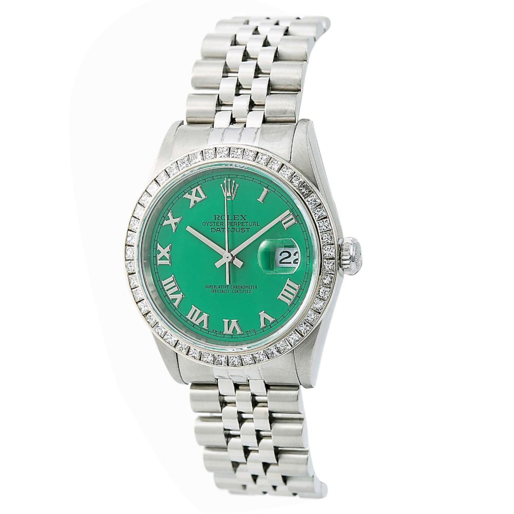 Rolex Datejust 16220, Green Dial, Certified and Warranty For Sale