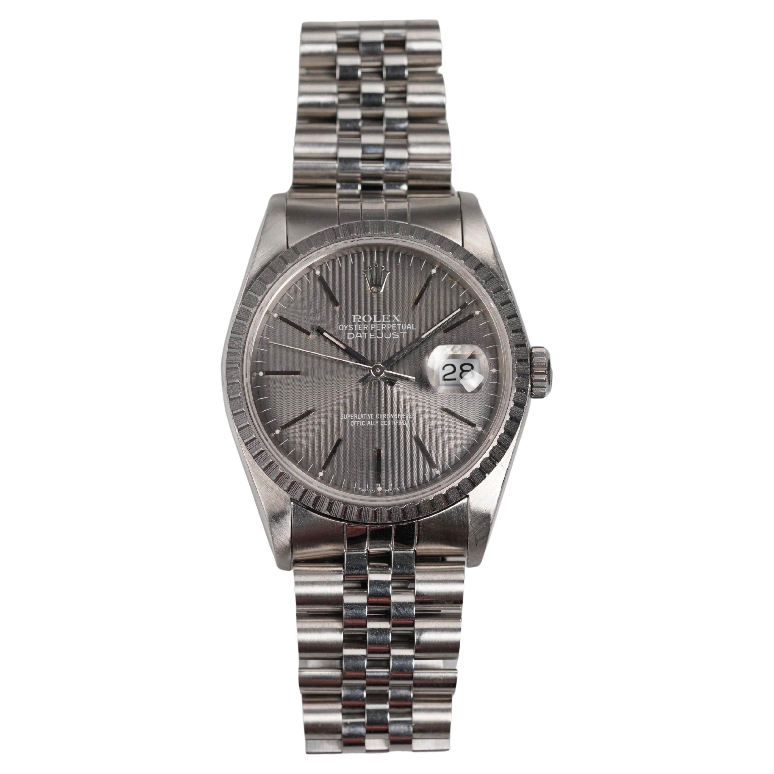 Reloj Rolex Datejust 16220 Esfera tapiz gris de acero, años 90