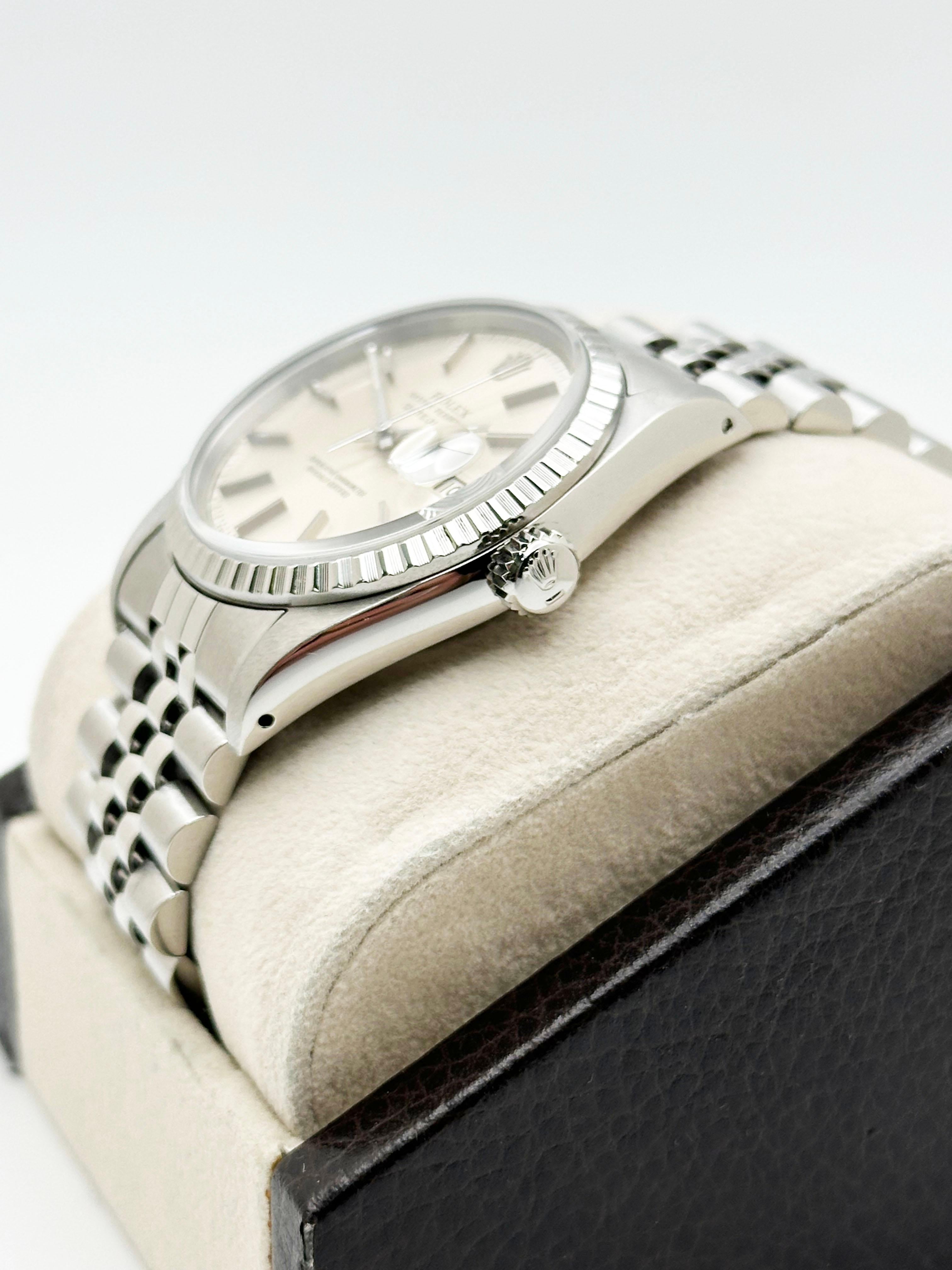 Rolex Datejust 16220 Silver Dial Stainless Steel Jubilee Band Box Paper 36mm For Sale 1