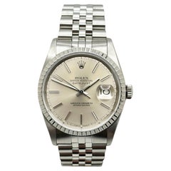 Vintage Rolex Datejust 16220 Silver Dial Stainless Steel Jubilee Band Box Paper 36mm