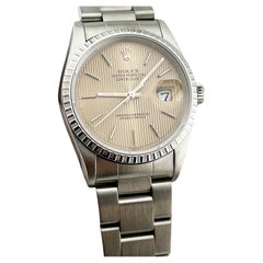 Rolex Datejust 16220 Silver Tapestry Dial Stainless Steel Box Paper 36mm