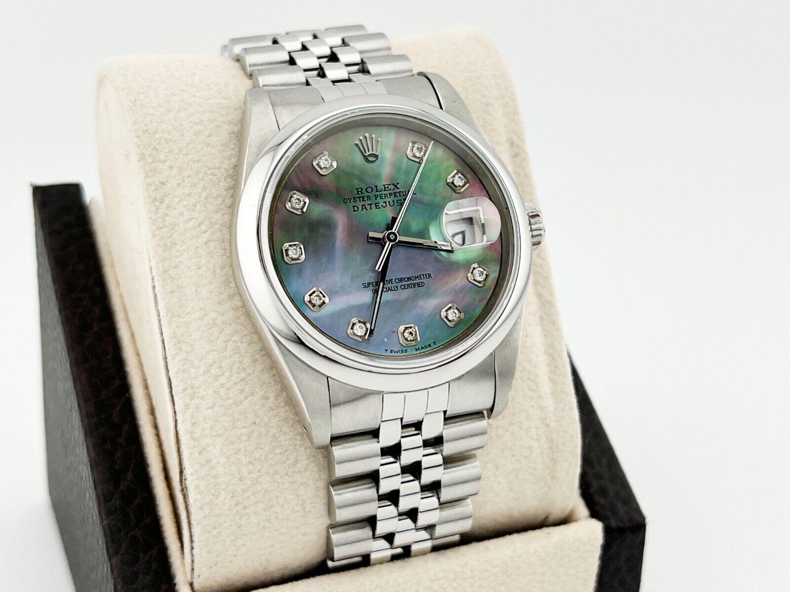 Rolex Datejust 16220 Tahiti-Perlmutt-Diamant-Zifferblatt aus Edelstahl 9