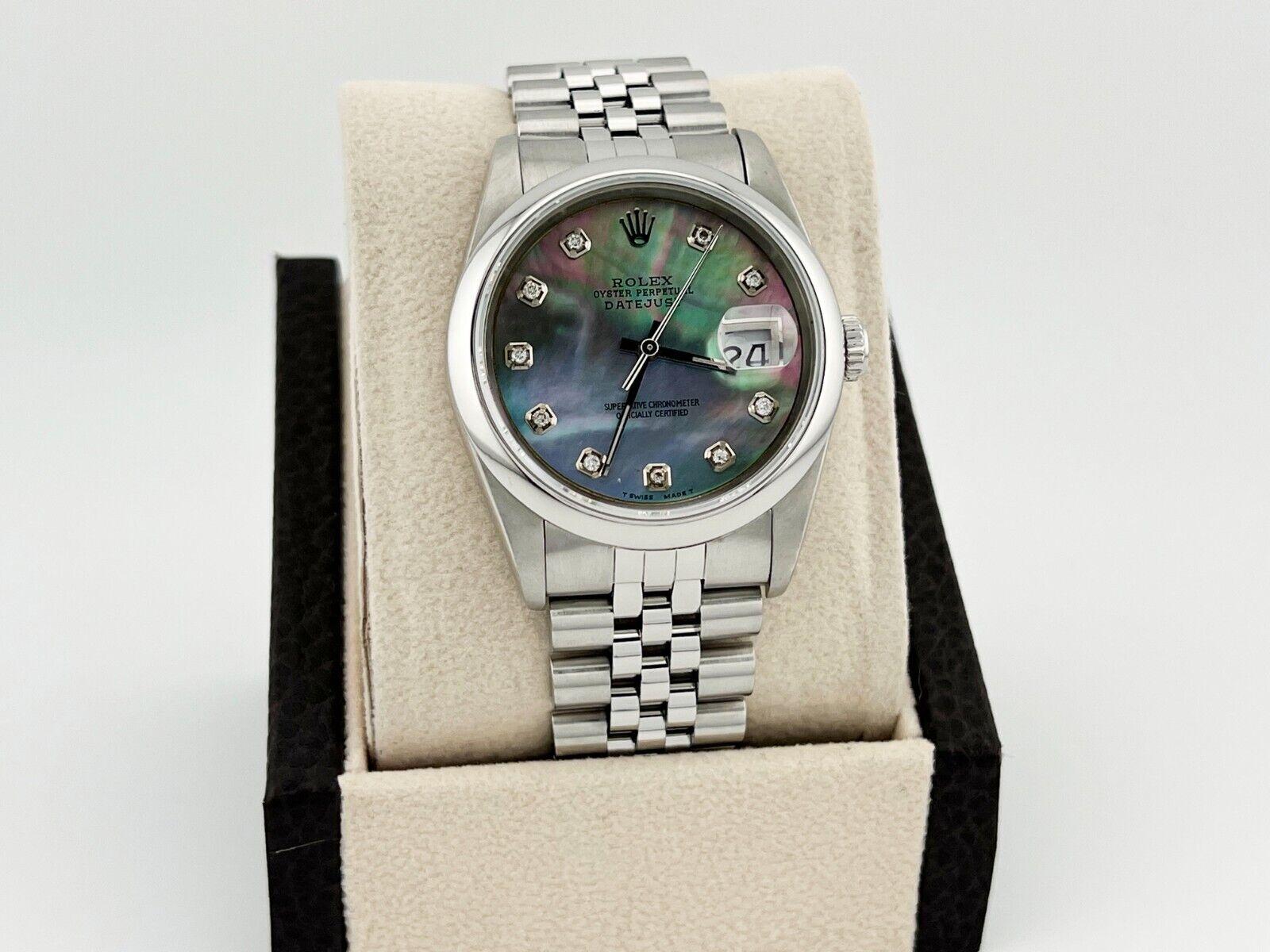 Rolex Datejust 16220 Tahiti-Perlmutt-Diamant-Zifferblatt aus Edelstahl Herren